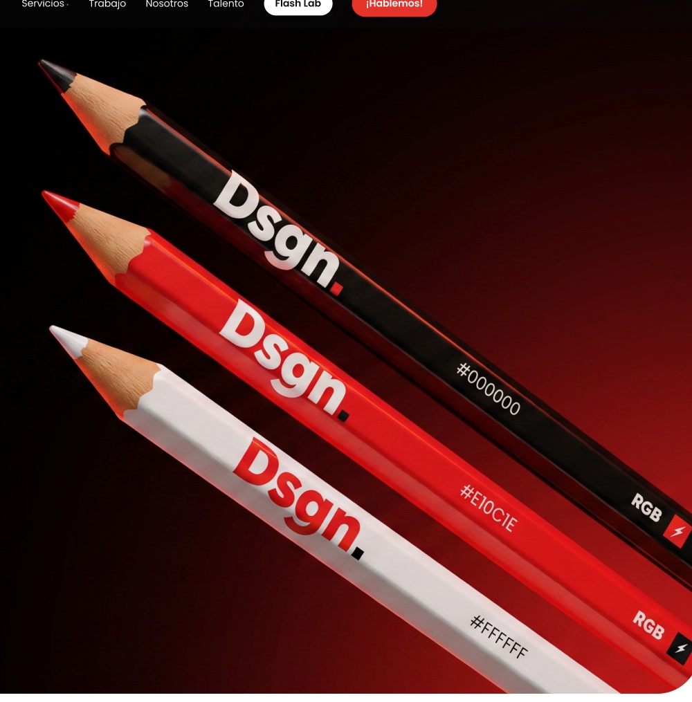 Lápices 3D con la identidad de diseño de Flash